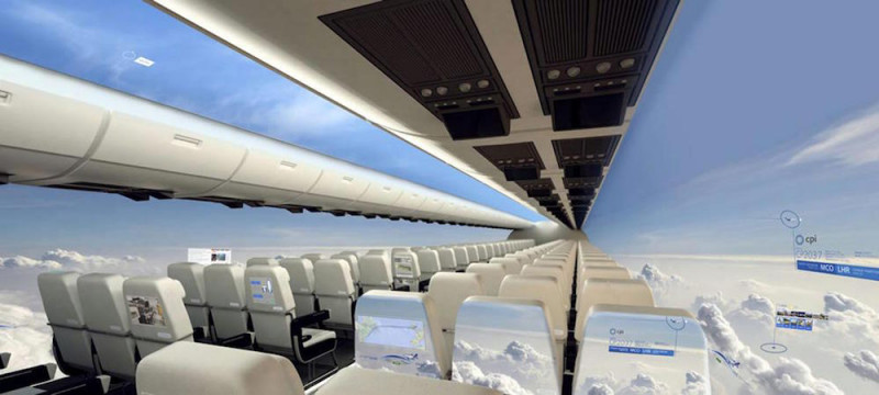 未來飛機無窗化 坐走道也能看天空全景