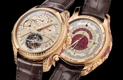 金雕加紅寶石鑲嵌烘托16項複雜功能的江詩丹頓閣樓工匠超級手錶